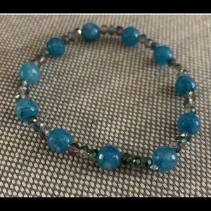 Handmade Blue Agate Stretch Bracelet